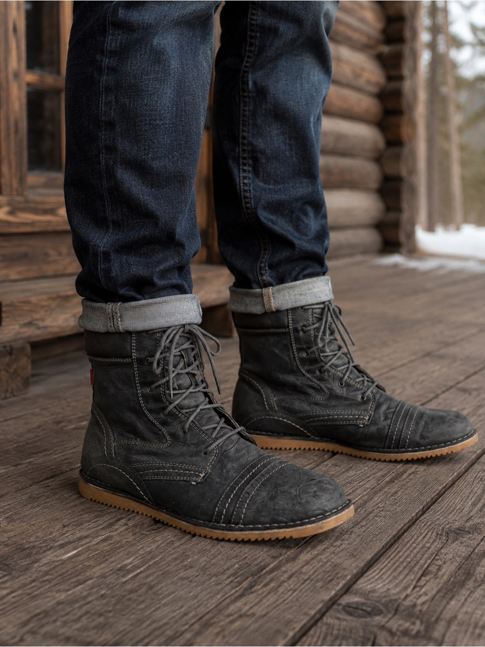 Oliberte Africa Ngola Dark Brushed Grey Leather Boots Mens 10